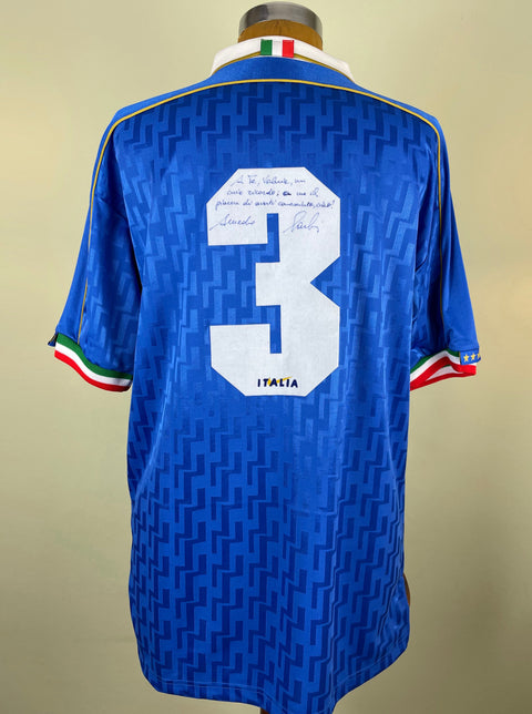 Shirt | Italia | 1995 | 3 | Amadeo Carboni | vs Slovenia | Euro 96 Qualifiers | Signed